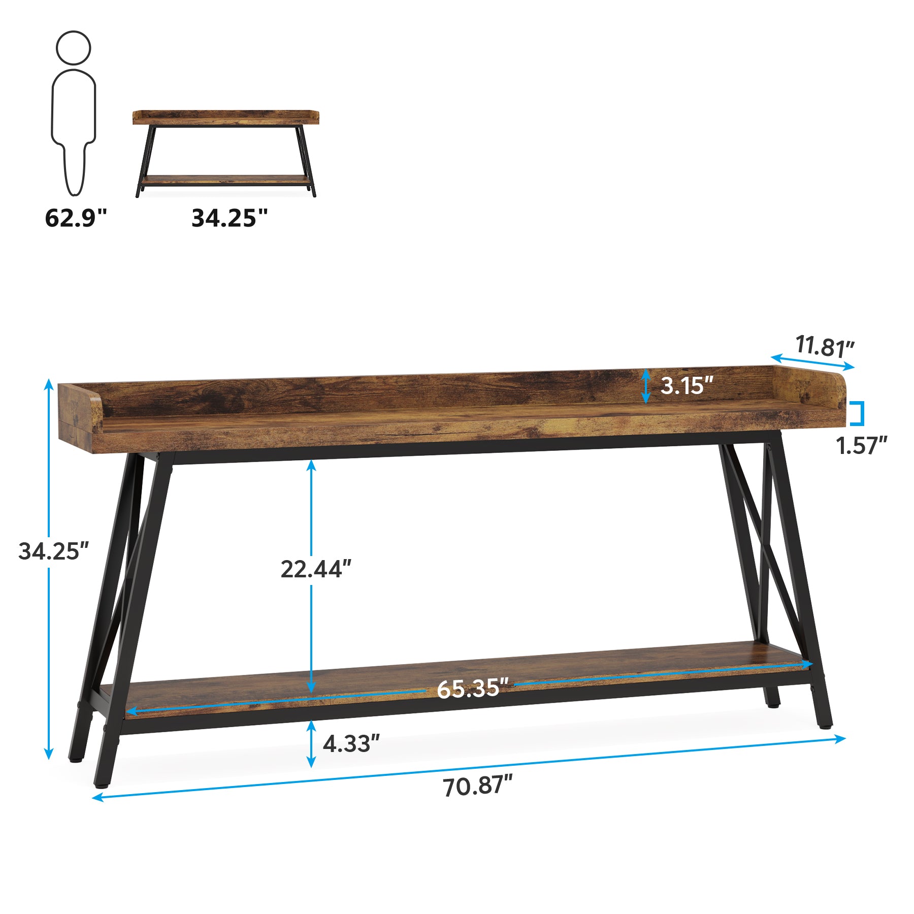 2-Tier Console Table Behind Couch